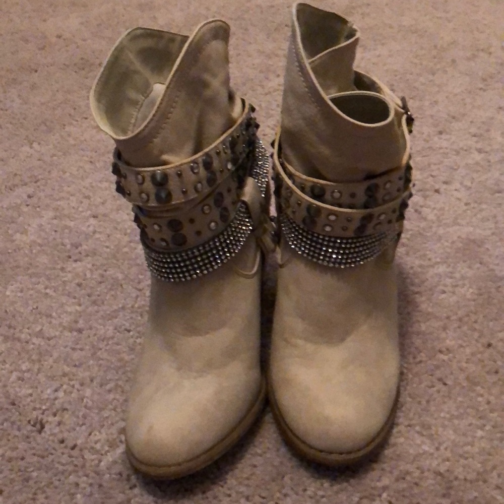 Not Rated Cream Bedazzled Booties